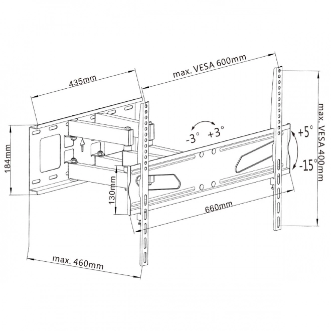 TV-holder 37-80 tommer MC-723 45kg universal max. vesa 600x400 sort