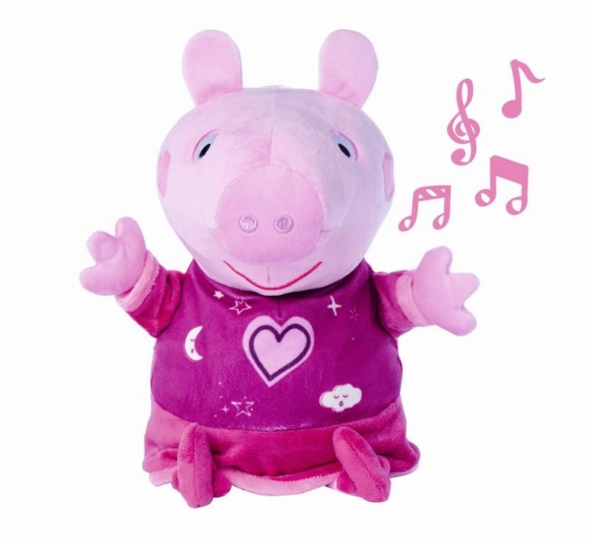 Peppa Pig 2-i-1 plys godnatursklud, med musik + lys, lyserød, 25 cm
