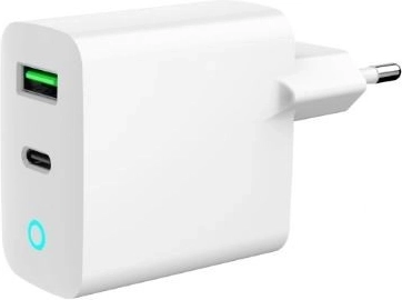 netadapter til USB‑A/USB‑C 20 W med LED, PD og QC 3.0, hvid