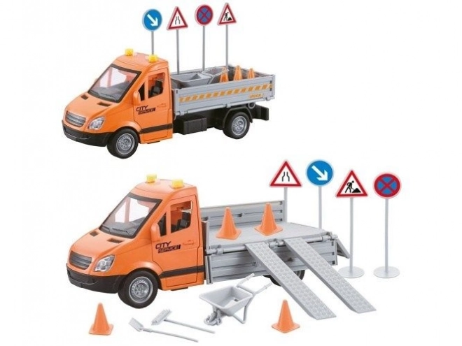 Bil byservice med trafikmærkning - drevet af inerti