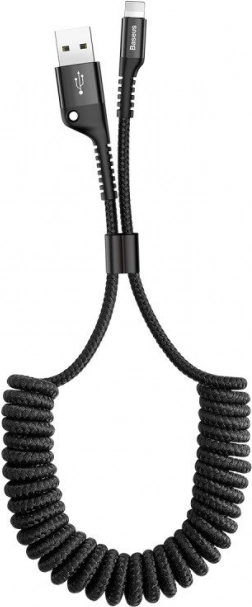 Baseus spiralkabel Lightning 1 m 2 A – sort