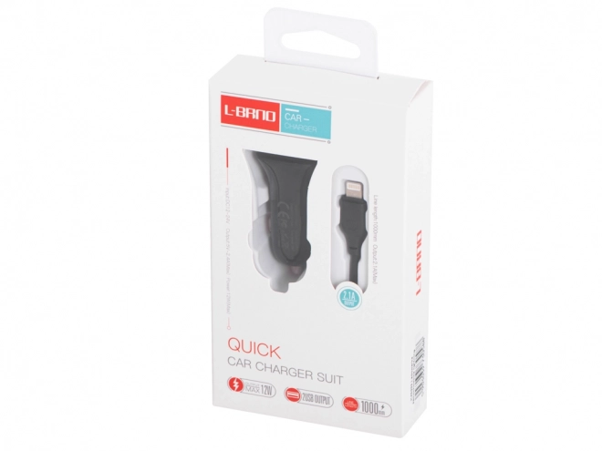 L-BRNO Dobbelt biloplader USB + Lightning