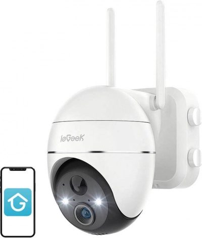 trådløst udendørs wi‑fi kamera 3mp ieGeek zs-gx1s hvid 5200 mAh