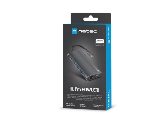 Multiportrættet USB-C adapter Natec Fowler 2 V2