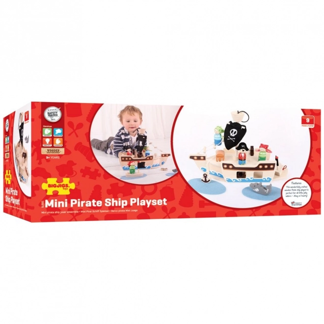 Træpiratskib med tilbehør fra Bigjigs Toys