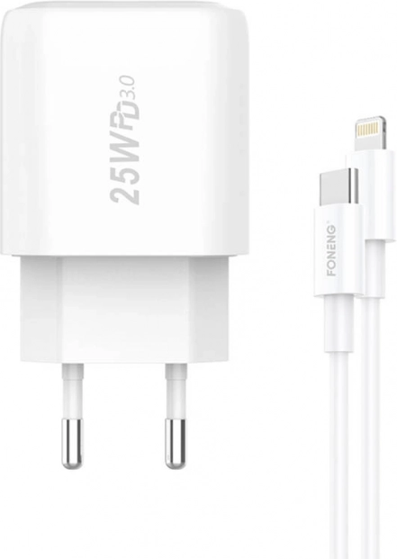 Hurtiglader FONENG 25 W med USB‑C + USB‑C til Lightning‑kabel