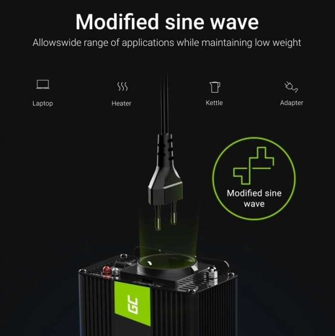 Bærbar spændingsomformer Green Cell 12V til 230V 1000W/2000W