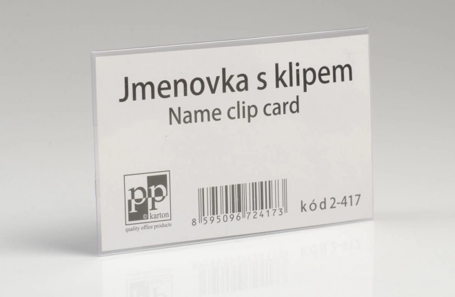 Navneskilt med klip og nål