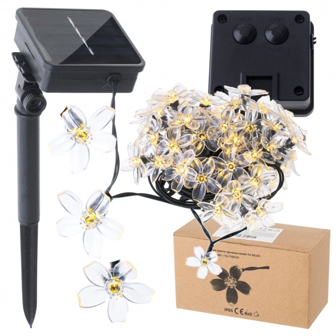 Solar blomsterrig havebelysning 7m 50LED varm hvid