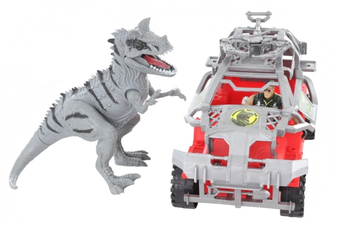 Bil med dinosaur