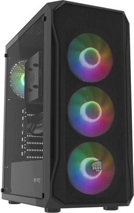 computerkabinet FURY Shobo SH4F RGB midi-tower med hærdet glas, sort