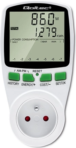 Energiforbrugsmåler med historik PM0627, LCD, 16 A / 3680 W