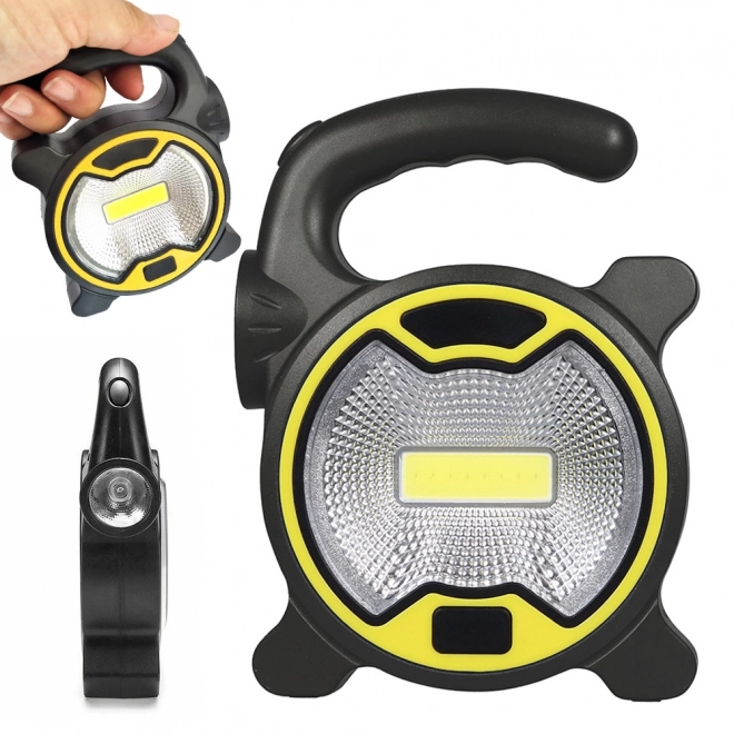 Kraftig LED værkstedslampe COB med holder og batterier