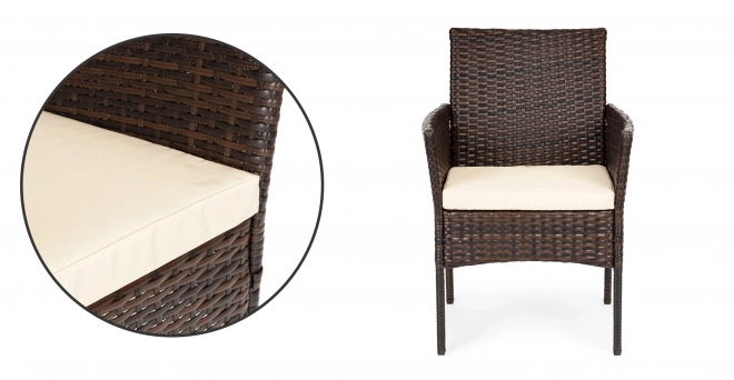Havemøbler i rattan PREGASIO med 4 stole og et bord med glasplade