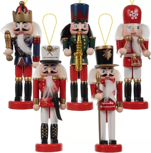 Sæt med fem træ-juleknægte