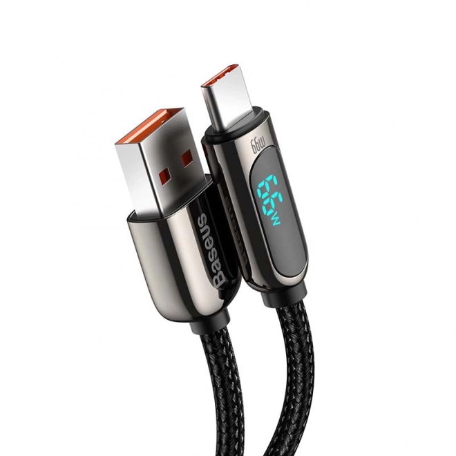 Baseus USB-C-kabel med display 66W, 2 m sort