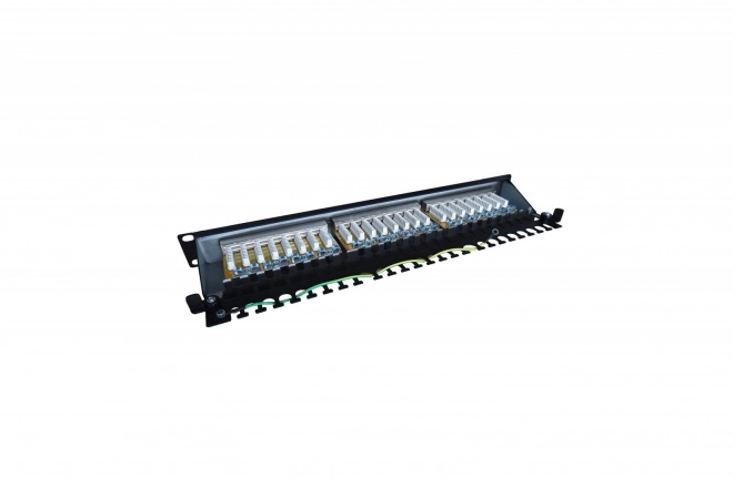 Patch panel 19'' 24x RJ45 kat.6, sort