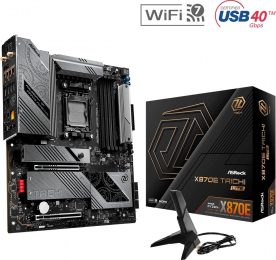 ASRock X870E Taichi Lite E‑ATX bundkort AM5 med DDR5, PCIe 5.0, USB4 og Wi‑Fi 7