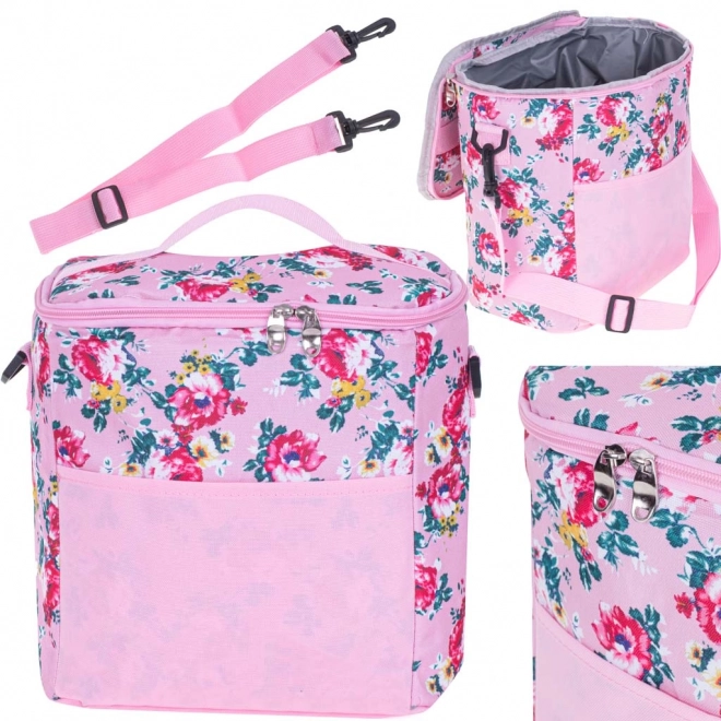 Isoleret taske med blomsterprint 11L lyserød