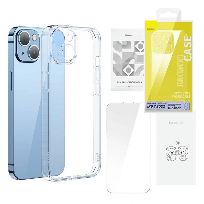 Transparent Glascover Baseus SuperCeramic og hærdet glassæt til iPhone 14 – Plus