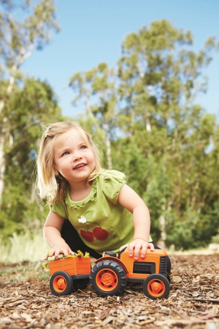 Traktor med anhænger i orange fra Green Toys