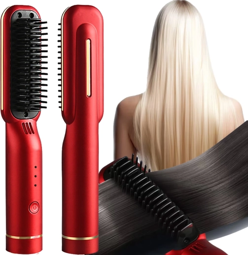 Elektrisk trådløs 2-i-1 glatte- og børstehairbrush