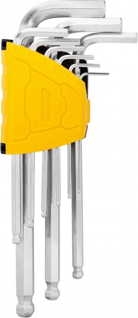 Sæt af lange sekskantede unbrakonøgler Deli Tools 1,5-10 mm sølv