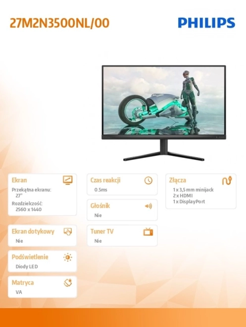 Monitor 27 tommer Hurtig VA 180Hz HDMIx2 DP