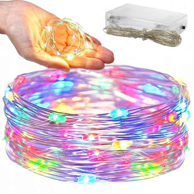 Flerfarvede jule LED-lys med batterier 10m