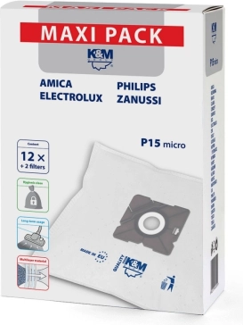 Syntetiske støvsugerposer P15/Maxi – 12 stk + 2 filtre