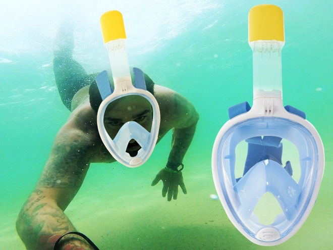 Foldbar helmaske med snorkel L/XL blå