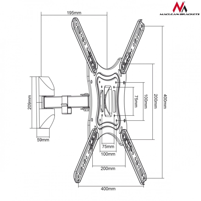 TV holder MC-758 13-55 tommer 30 kg sort