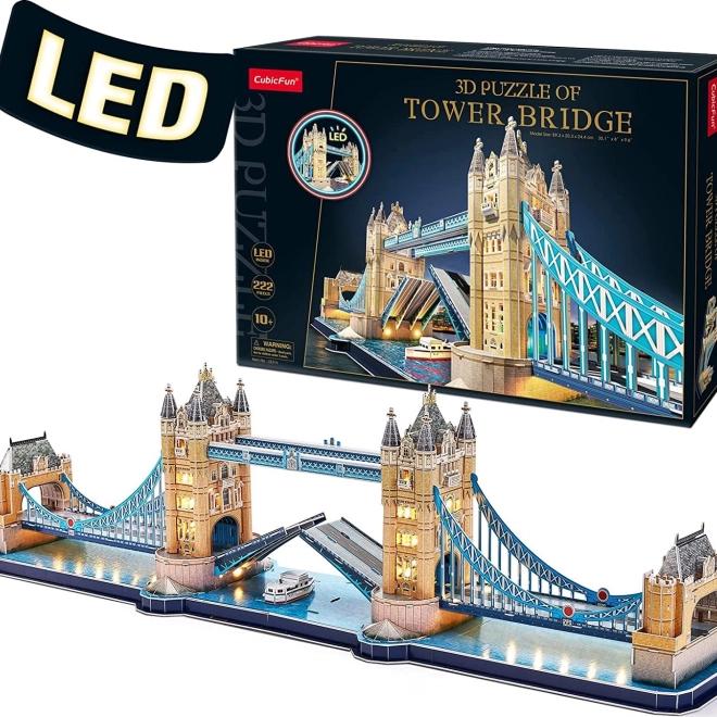 Lysende 3D‑puslespil Tower Bridge – 222 brikker