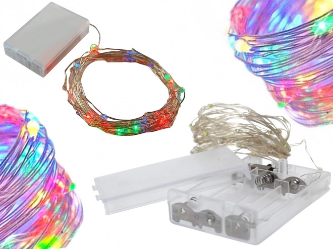 Flerfarvede jule LED-lys med batterier 10m