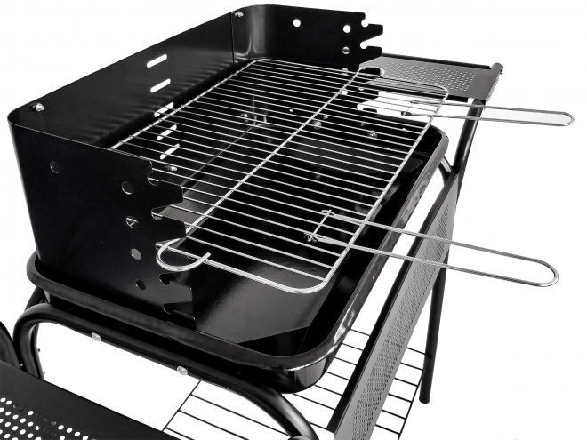 Havegrill, metalhylder, justerbar rist, hjul