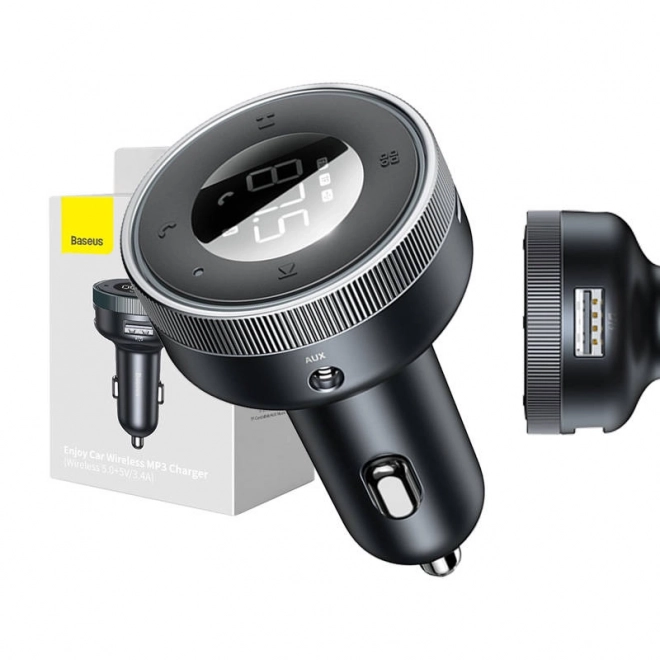 Baseus Enjoy Trådløs Oplader MP3 til Bilen, Bluetooth 5.0, microSD, AUX (Sort)