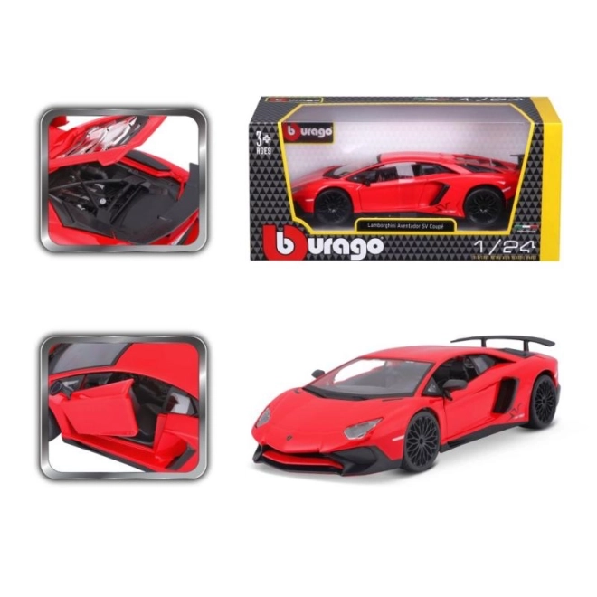 Metalmodel Bburago Lamborghini Aventador rød 1:24