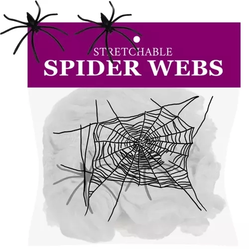 Kunstig Halloween spindelvæv med edderkopper