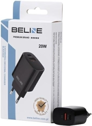 sort oplader 20W med USB-C + USB-A