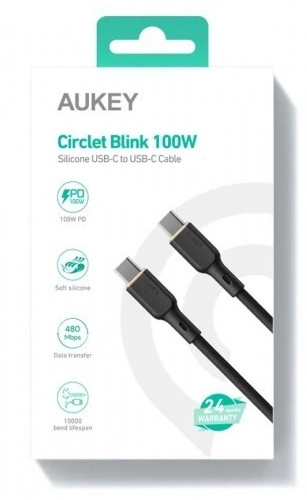 Silikonekabel USB-C til USB-C 1,8 m 100W AUKEY