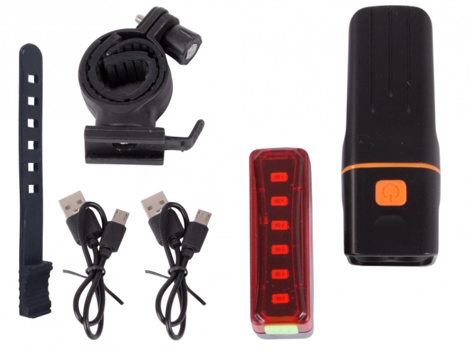 Sæt med for- og baglys til cykel med USB-opladning