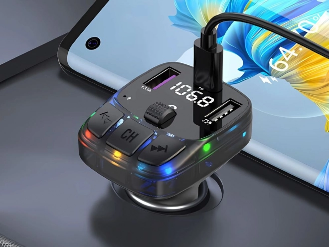Multifunktionel bil FM-transmitter med hurtig opladning