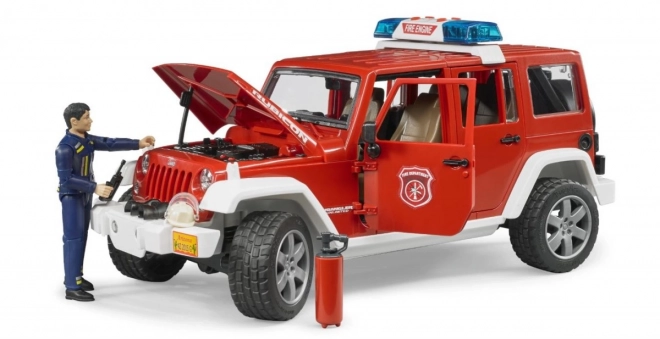 Bruder Rød brand JEEP WRANGLER med figur og tilbehør