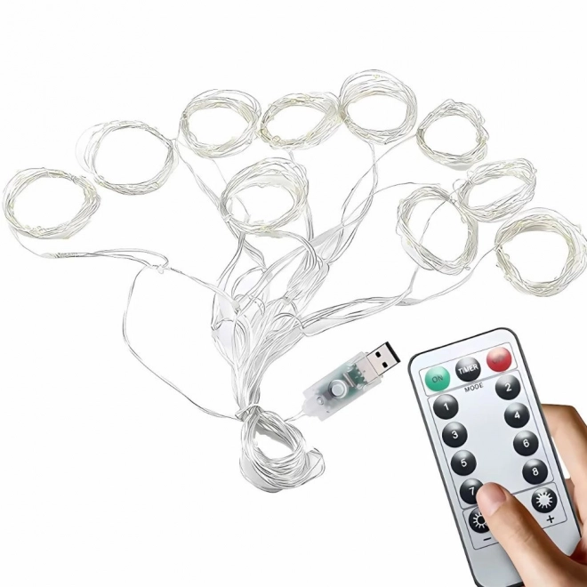 Julelysgardin 300 LED varme hvid USB