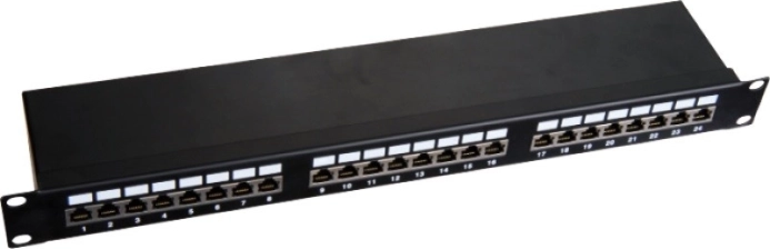 Patchpanel STP kat. 6, 19", 1U, 24× RJ45, LSA