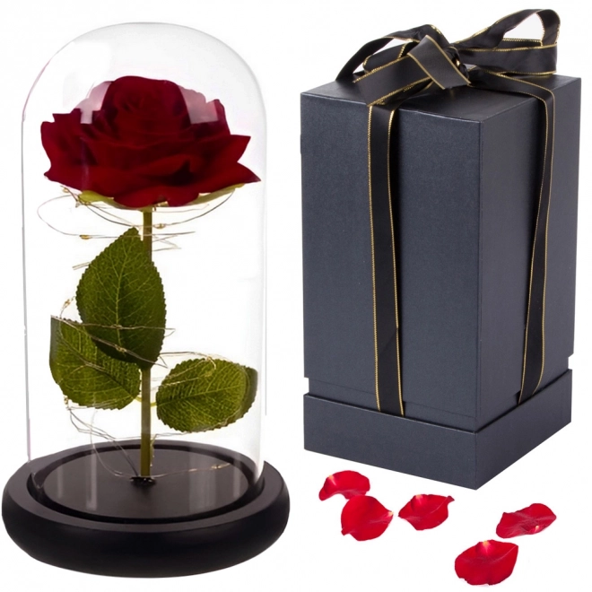 Evig rose i glas med LED-belysning