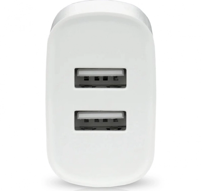 Oplader til stikkontakt 2X USB 2,4A hvid