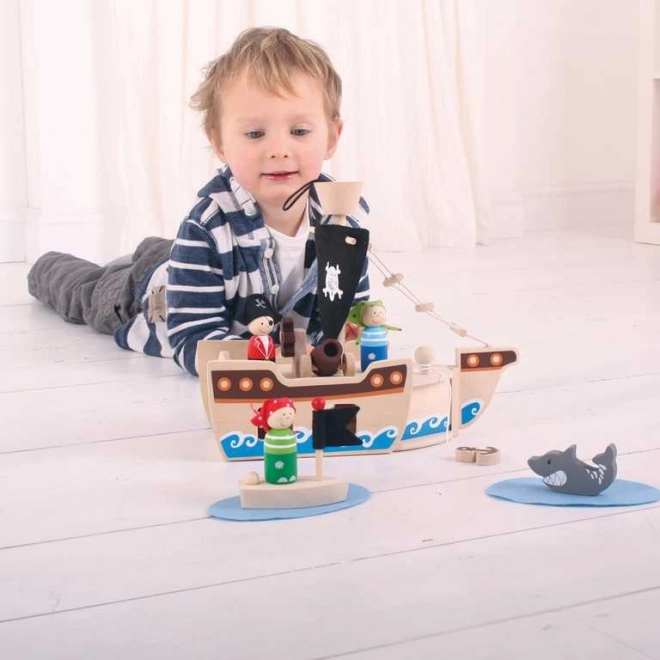 Træpiratskib med tilbehør fra Bigjigs Toys