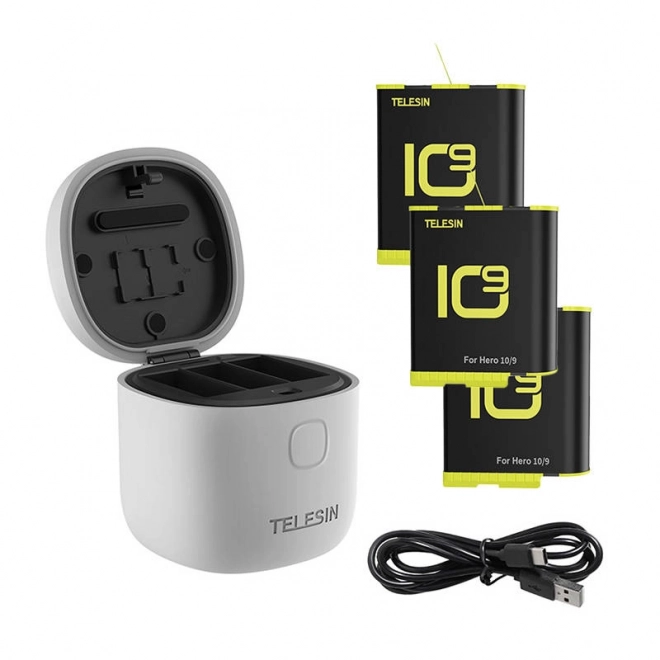 Vandtæt oplader Telesin Allin box til GoPro Hero 9 / Hero 10 + 3 batterier