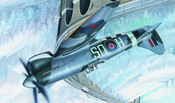 Model Hawker Tempest MK.V 14,2x17,3cm i æske 25x14,5x4,5cm